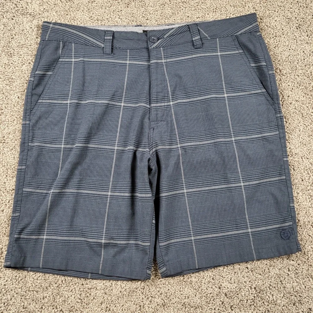Hang Ten Mens Navy Plaid Hybrid Shorts Size 38 Performance‎ Stretch A1038017PS